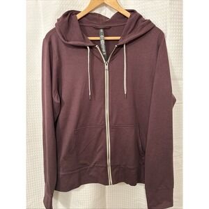 Vuori Womens Halo Performance Hoodie 2.0 Sz L Mahogany Full Zip Active Yoga